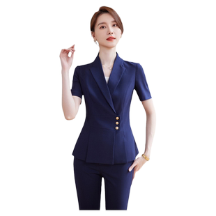 诗璐雅职业西装套装女夏季短袖新款时尚女神范高端女装西服两件套