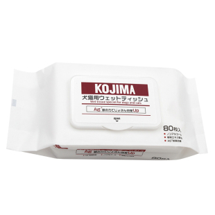Kojima宠物湿纸巾银离子消毒除臭改善泪痕猫狗专用湿巾纸80抽*3