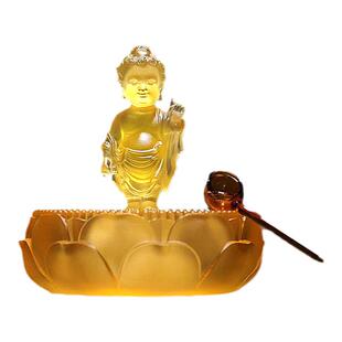 琉璃浴佛节浴佛盆无锡灵山太子佛配勺佛堂供奉摆件释迦牟尼浴佛像