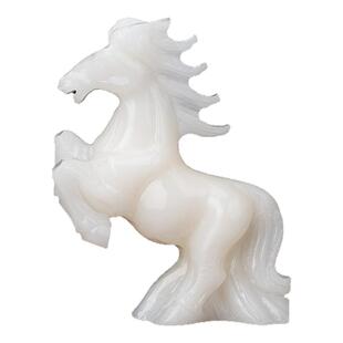 福雅禄天然玉石马摆件白玉马风水马到成功客厅玄关办公室吉祥摆设