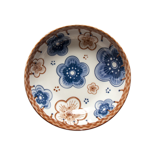 釉下彩日式复古家用吐骨头盘碟陶瓷深盘子圆形6英寸小菜碟蛋糕碟
