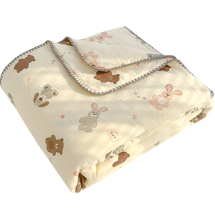 a类儿童双层纱夏凉被纯棉全棉可机洗棉纱被子空调被宝宝婴儿薄100