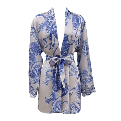 高级光滑缎面蕾丝拼接居家服睡袍