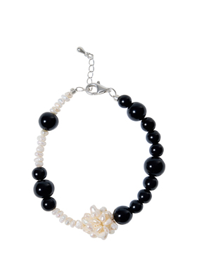 RiverineAdara「蝶栖花涧」黑曜石天然水晶小米珠珍珠手串手链