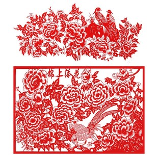 纯手工大幅艺术剪纸作品客厅装饰画锦上添花中国风红刻纸成品精美
