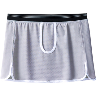 无裆阿罗裤男士露珠降温冰丝防囊袋潮湿露蛋裤裙内裤开裆降温冰丝