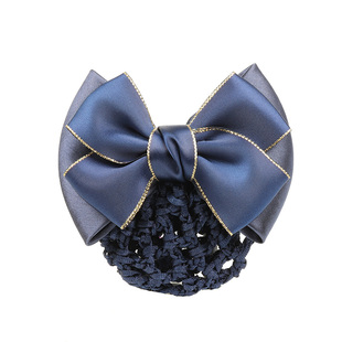 职业发网韩国护士银行移动酒店员工作蓝色头花网兜发饰女士蝴蝶结