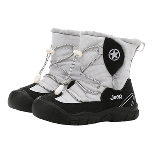 jeep东北儿童高筒雪地靴男女童鞋长筒加绒保暖大棉鞋防水运动雪地