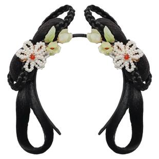 儿童汉服假发女童发髻蝴蝶结发包古风古典舞一体头饰唐装表演拍照