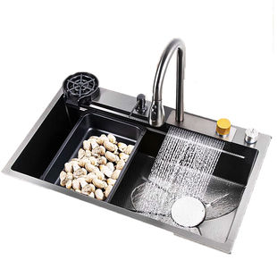 厨房洗菜盆加厚304不锈钢水槽大单槽多功能家用手工洗碗槽台下盆