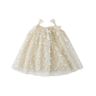 幼悠女童时尚吊带裙子夏季新款连衣裙女宝宝立体小蝴蝶网纱公主裙