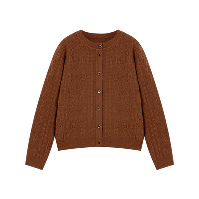 金和百瑞羊毛混纺气质休闲开衫