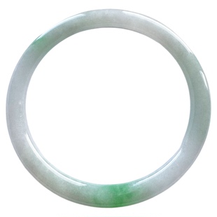 翡翠林珍贵阳绿飘花细圆条翡翠手镯56缅甸天然冰种玉镯辣绿叮当镯