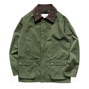 LifeCycle复刻BBR无蜡防水翻领风衣巴恩风复古猎装夹克工装外套男
