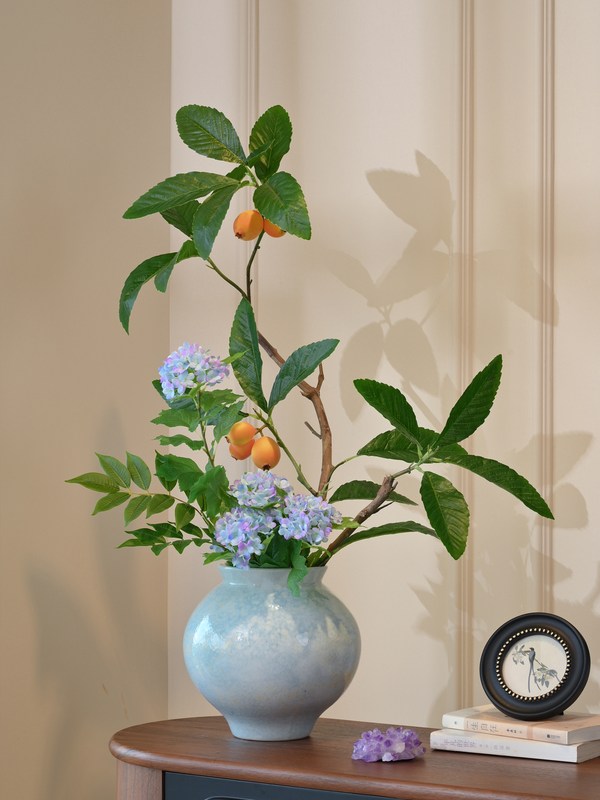 琵琶绣球仿真绿植假花插花艺高级感逼真装饰摆件桌面轻奢高端摆设