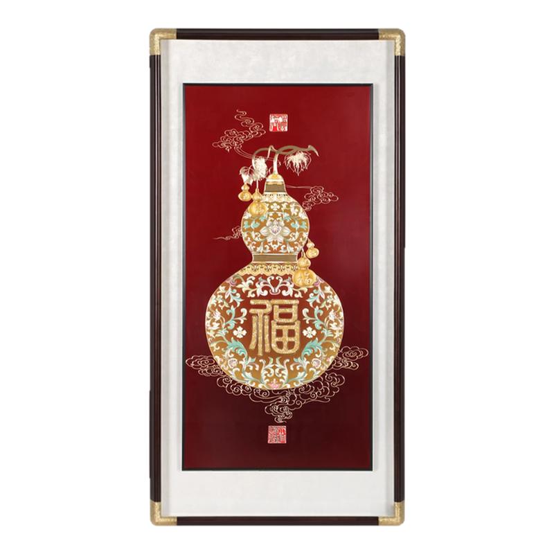 新中式手工铜雕福禄葫芦挂画