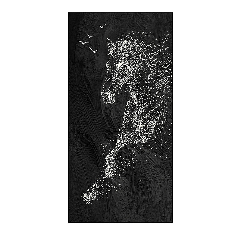 马到成功带灯入户玄关装饰画走廊现代装饰画