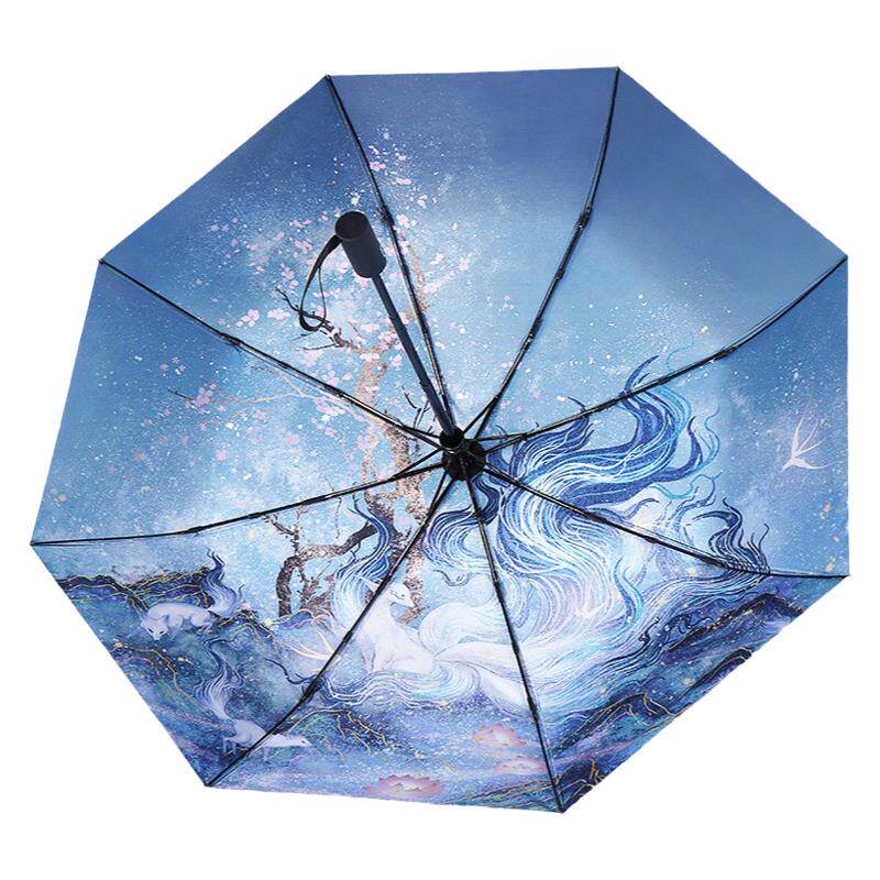 国潮青丘全自动雨伞晴雨两用
