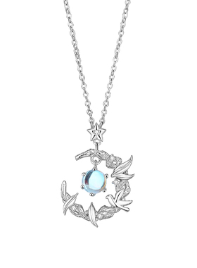 蓝桉遇鸟项链925银月光石吊坠