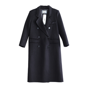 MPAM冬季新品羊毛大衣女长款韩系高级感简约黑色百搭毛呢外套