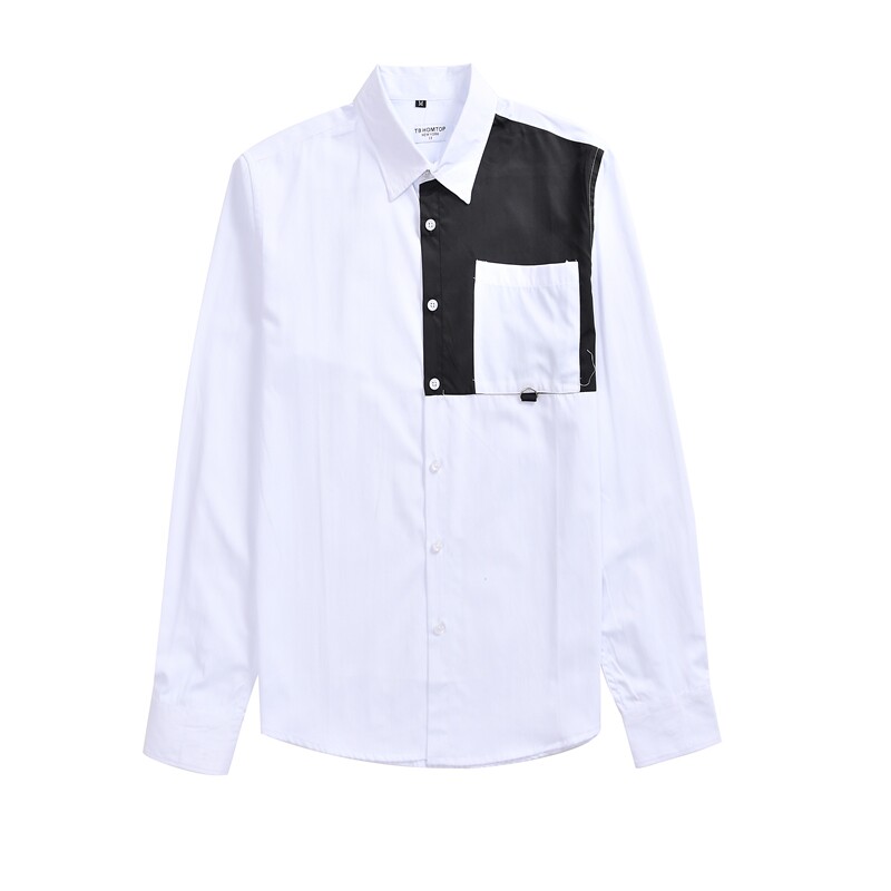 明星同款衣服男士长袖衬衫设计感商务休闲白衬衣