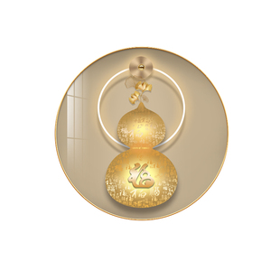 福禄吉祥圆形装饰画葫芦百福图客厅挂画现代轻奢入户走廊过道壁画