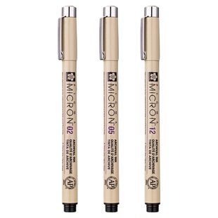 日本樱花牌勾线笔针管笔防水美术专用黑色棕色水彩速写描线墨线笔