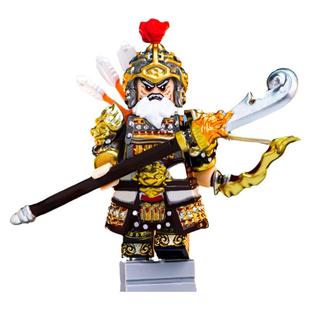 国潮玩具三国演义五虎将黄忠盔甲版拼装益智积木人仔关羽适用乐高