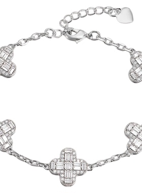 欧美嘻哈风高级感满钻十字架手链