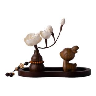 福鹿汽车摆件胡桃木葫芦一鹿平安中控台装饰品小精致女士高级新款