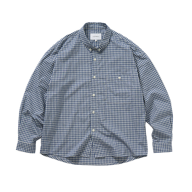 714street微宽松落肩纯棉小格纹长袖衬衫男女25秋季中性简约衬衣