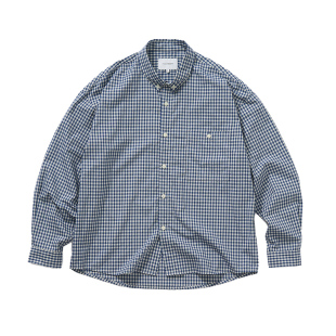 714street微宽松落肩纯棉小格纹长袖衬衫男女25秋季中性简约衬衣