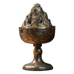 创意博山炉家用盘香炉室内大号檀香沉香薰茶道香道青铜器摆件香炉