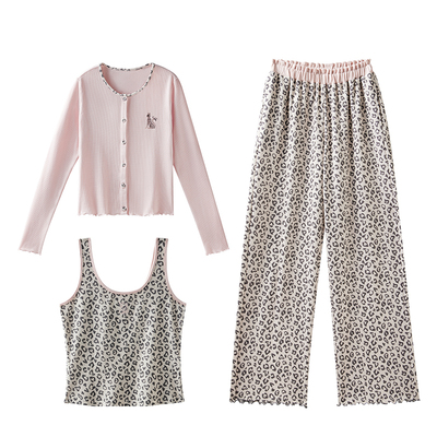 嫚熙山茶花华夫格女士家居服