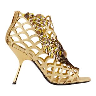 Sergio Rossi/SR女鞋MERMAID美人鱼系列镂空细跟亮片高跟鞋婚鞋