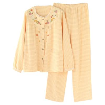 女士纯棉绒布日系格子家居服