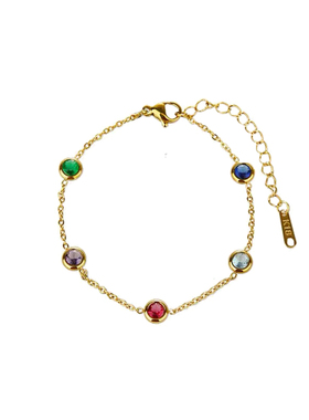 五彩锆石碧玺钛钢手链女轻奢复古