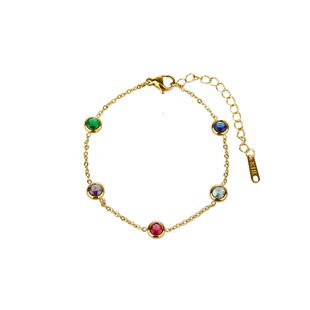 五彩锆石钛钢手链女生新款碧玺手串闺蜜手链轻奢小众精致手绳饰品