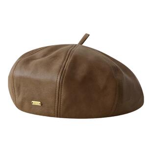 韩版大帽顶皮质贝雷帽女显脸小画家帽时尚复古南瓜帽子气质蓓蕾帽