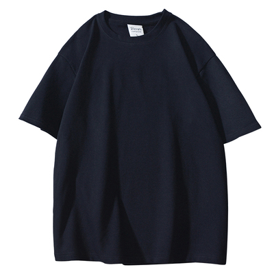 美式休闲小领口宽松纯色短袖T恤