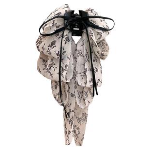 碎花飘带蝴蝶结马尾夹抓夹女2026新款公主头发夹半扎发鲨鱼夹头饰