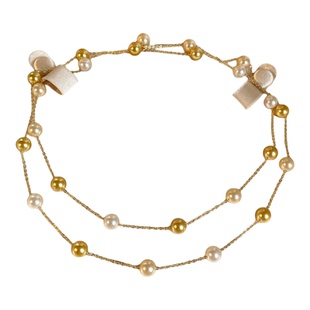 南洋金混彩长款满天星珍珠项链羽黄金澳白多层叠戴毛衣链轻奢颈链