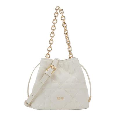 ELLE藤格纹链条水桶包菱格斜挎包