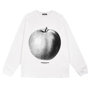 UMBNESS 春季高级感圆领卫衣男女美式苹果印花宽松休闲长袖情侣装