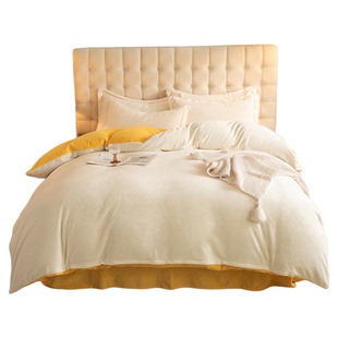 牛奶绒被套纯色双面加厚229x230被罩7x7定制248x248四件套法兰绒