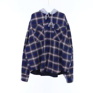 Grailz Project G/R美式秋冬双面穿格子连帽衬衫高街宽松休闲外套