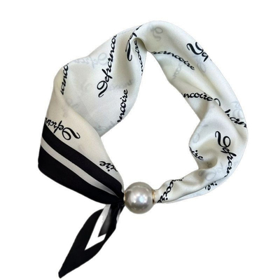 珍珠项链小方巾圆珠扣懒人丝巾