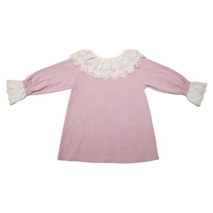 Quincy Mae童装秋冬宝宝蕾丝披肩新年连衣裙厚款可爱公主裙红儿童