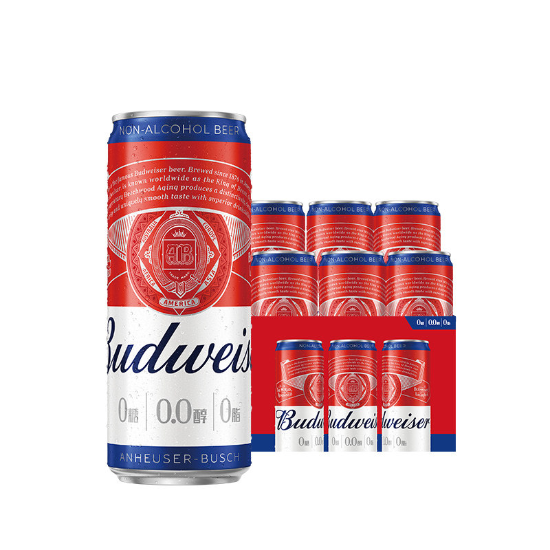 Budweiser/百威0.0%无醇啤酒330ML*6听低酒精度纤体罐装尝鲜