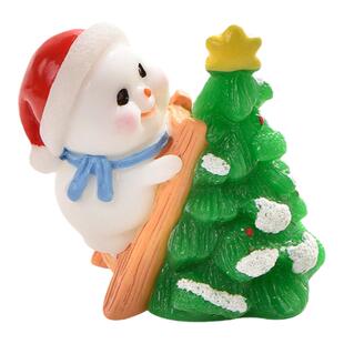 圣诞新款拥抱圣诞微景观雪景造景摆件可爱趣味小雪人树脂工艺品